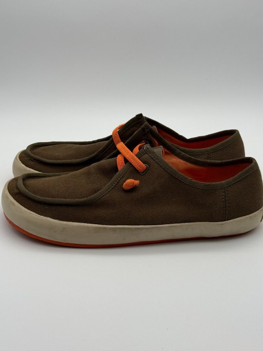 Camper Peu Rambla Canvas Slip On Sneakers Size 43 Brown Orange